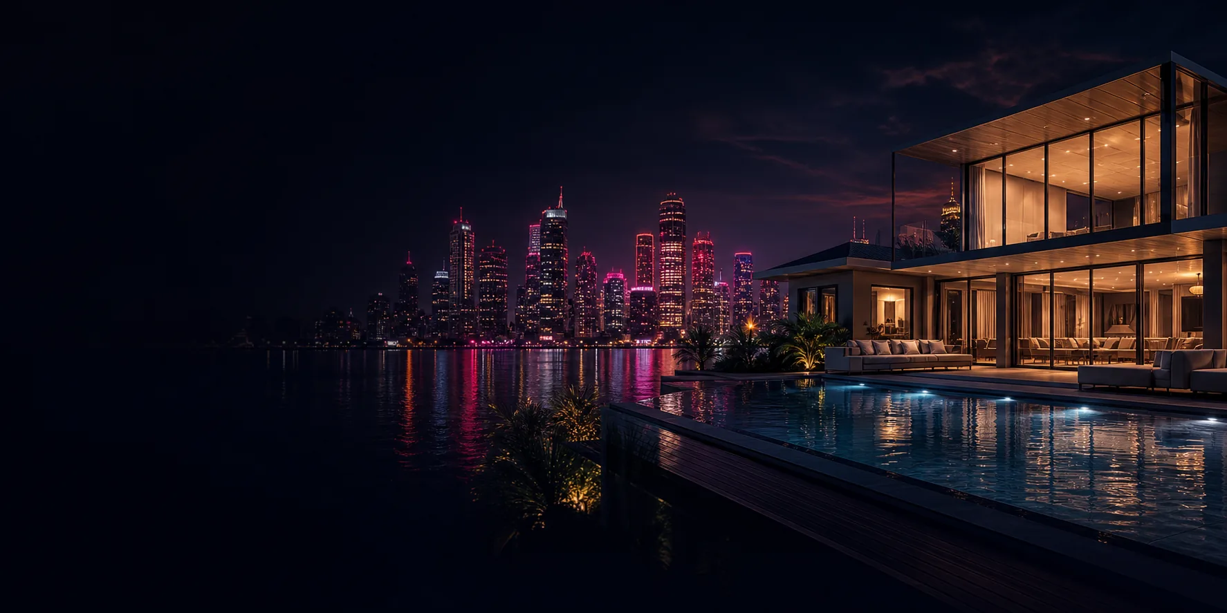 Twilight aerial perspective of a premium GTA property