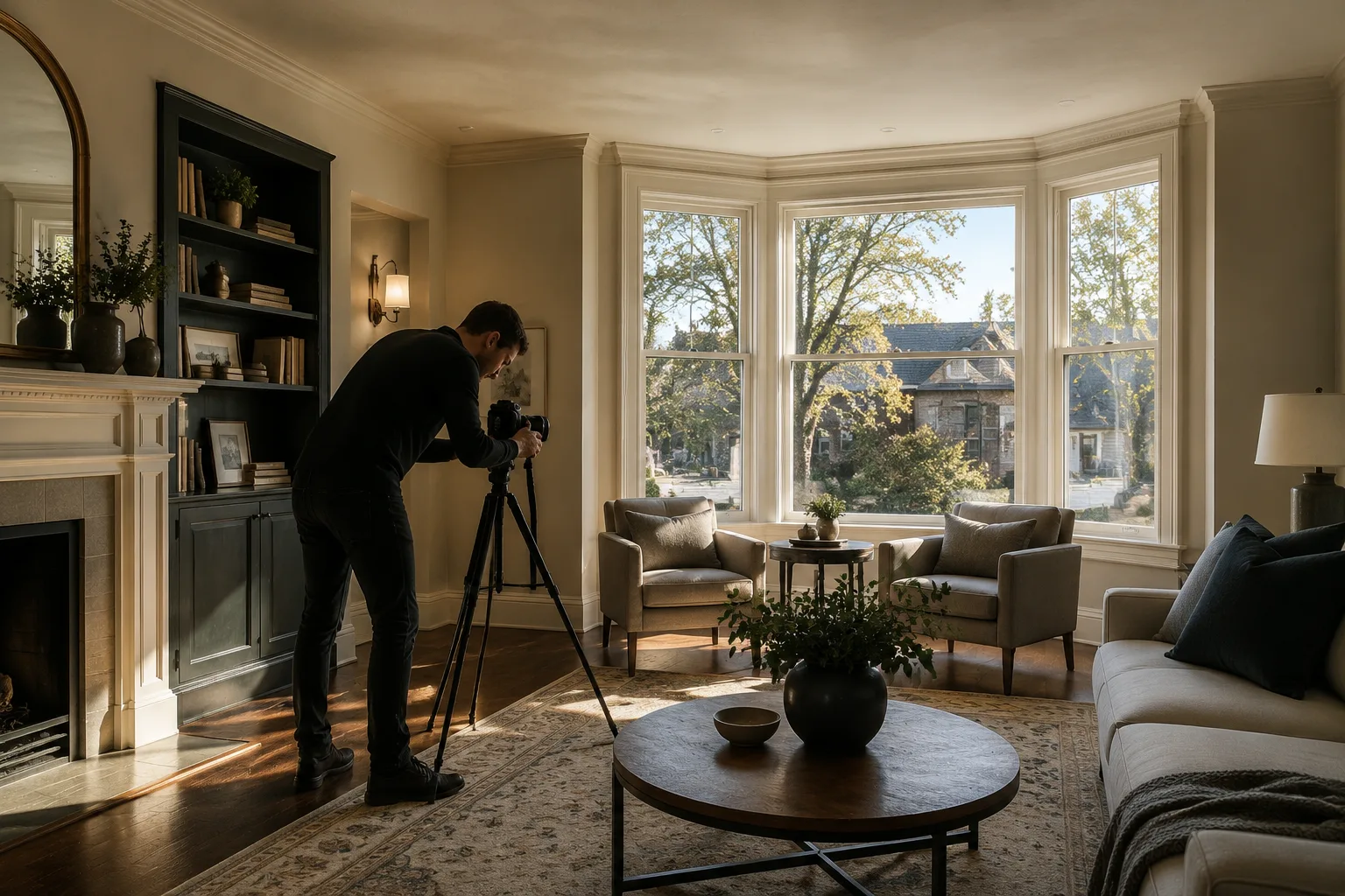 HDR real estate photography of a Unionville heritage home living room in Markham