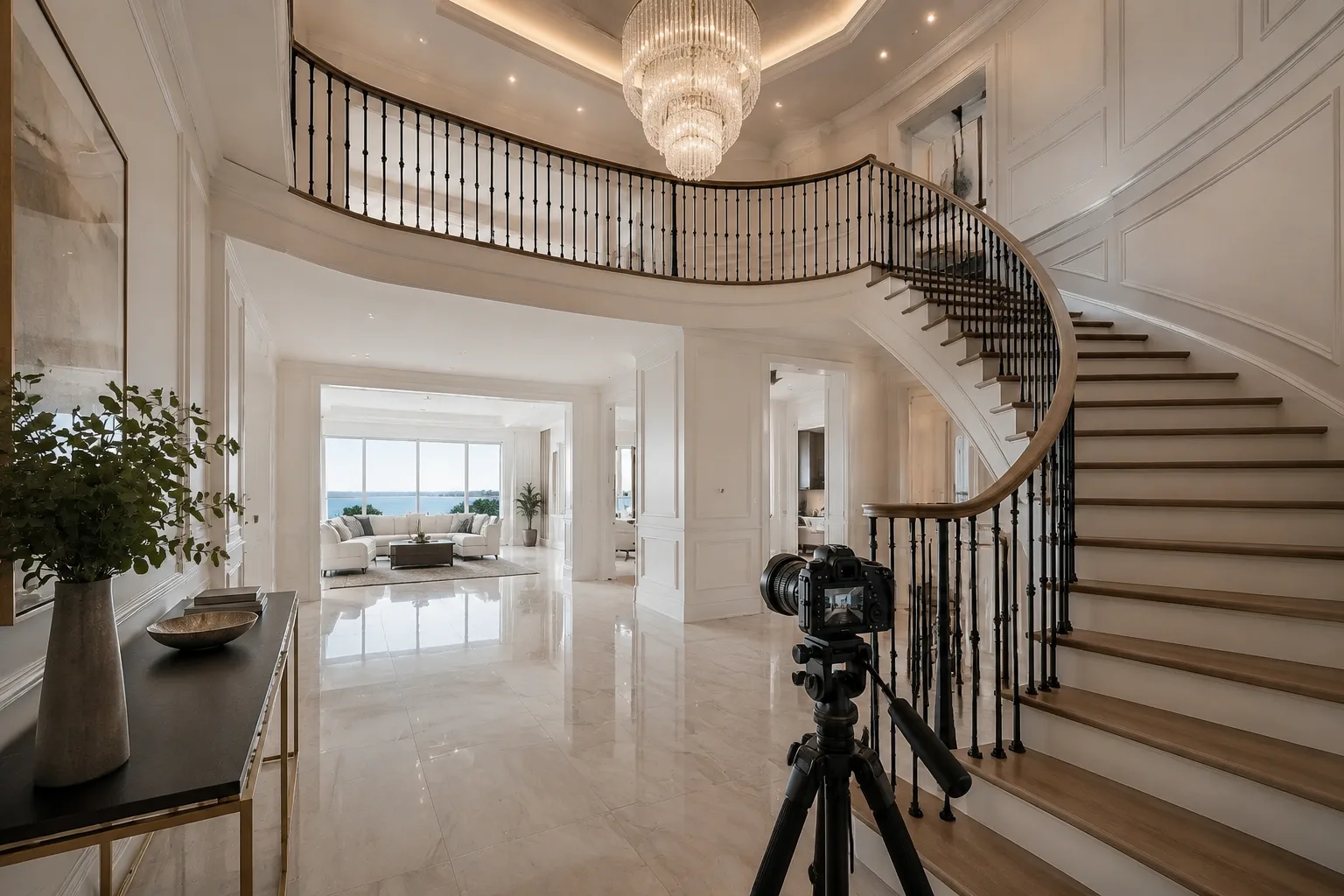 HDR real estate photography of a grand Bayview Hill foyer in Richmond Hill