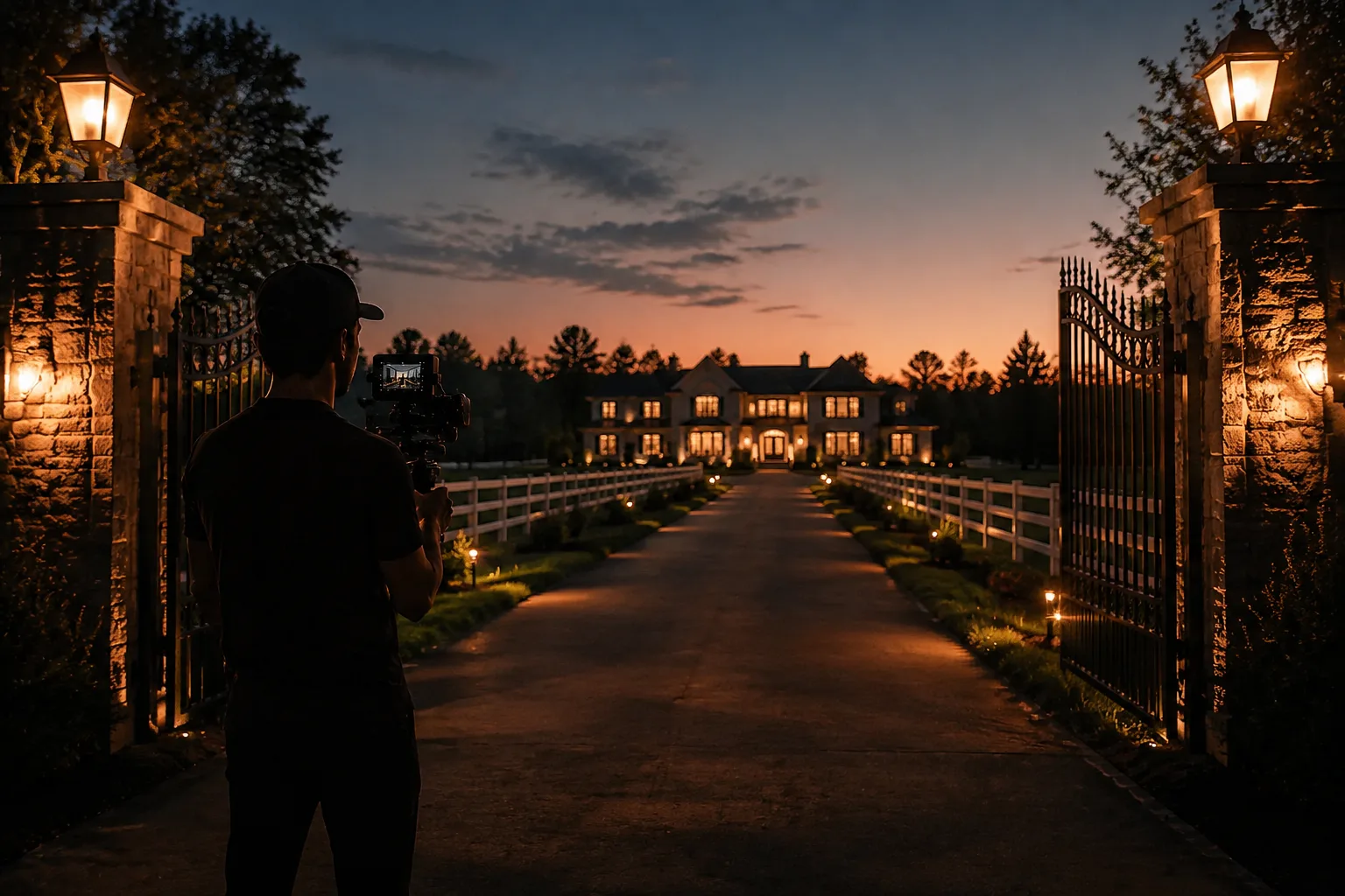 Odyssey3D filmmaker recording a gated King City estate at twilight