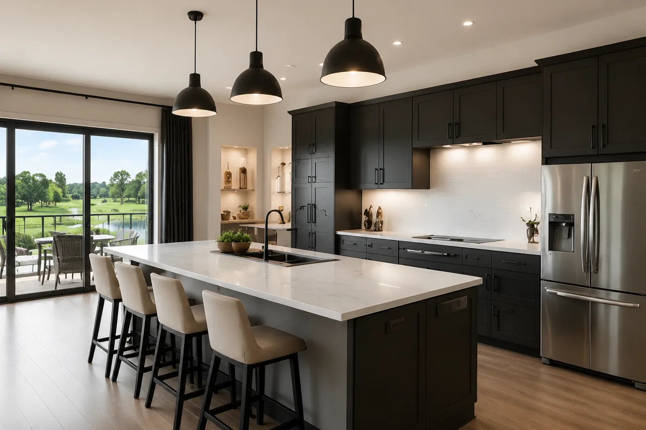 Professionally photographed Markham kitchen with golf course views