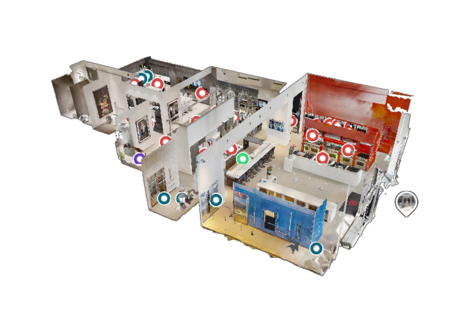 3D dollhouse cutaway of a commercial office floor