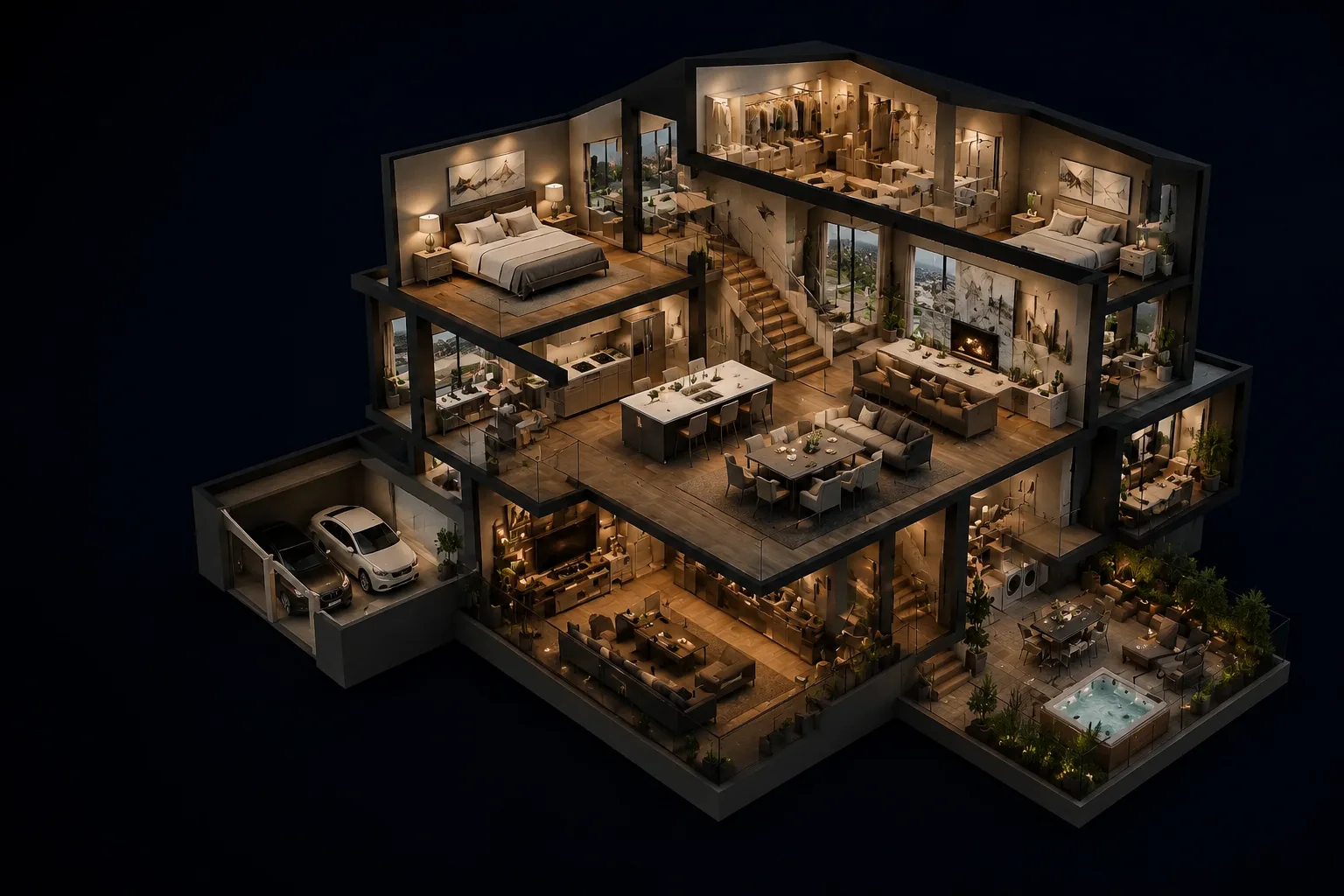 Matterport 3D dollhouse view of a large Richmond Hill detached home with double garage