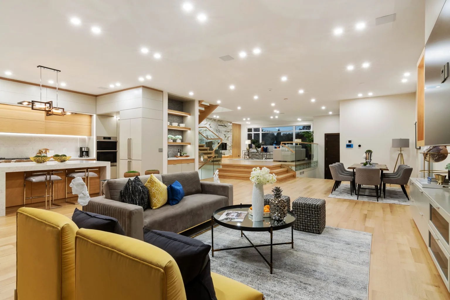 HDR real estate photography of the great room in a Vaughan custom home