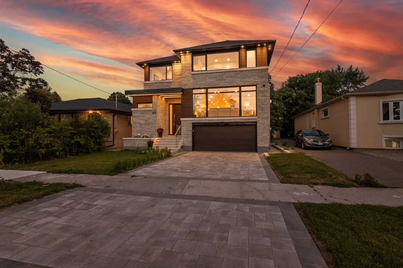 Mississauga home lit at twilight for a cinematic listing film