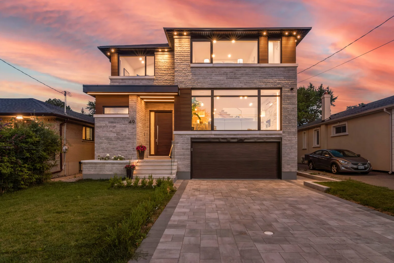 Woodbridge custom home lit at twilight for a cinematic listing film