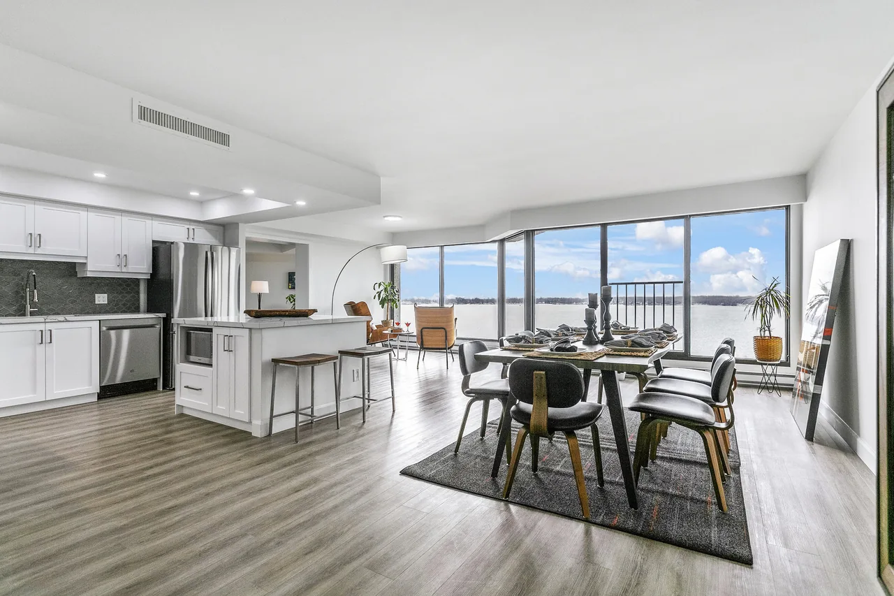 Professionally photographed Burlington kitchen with lake views