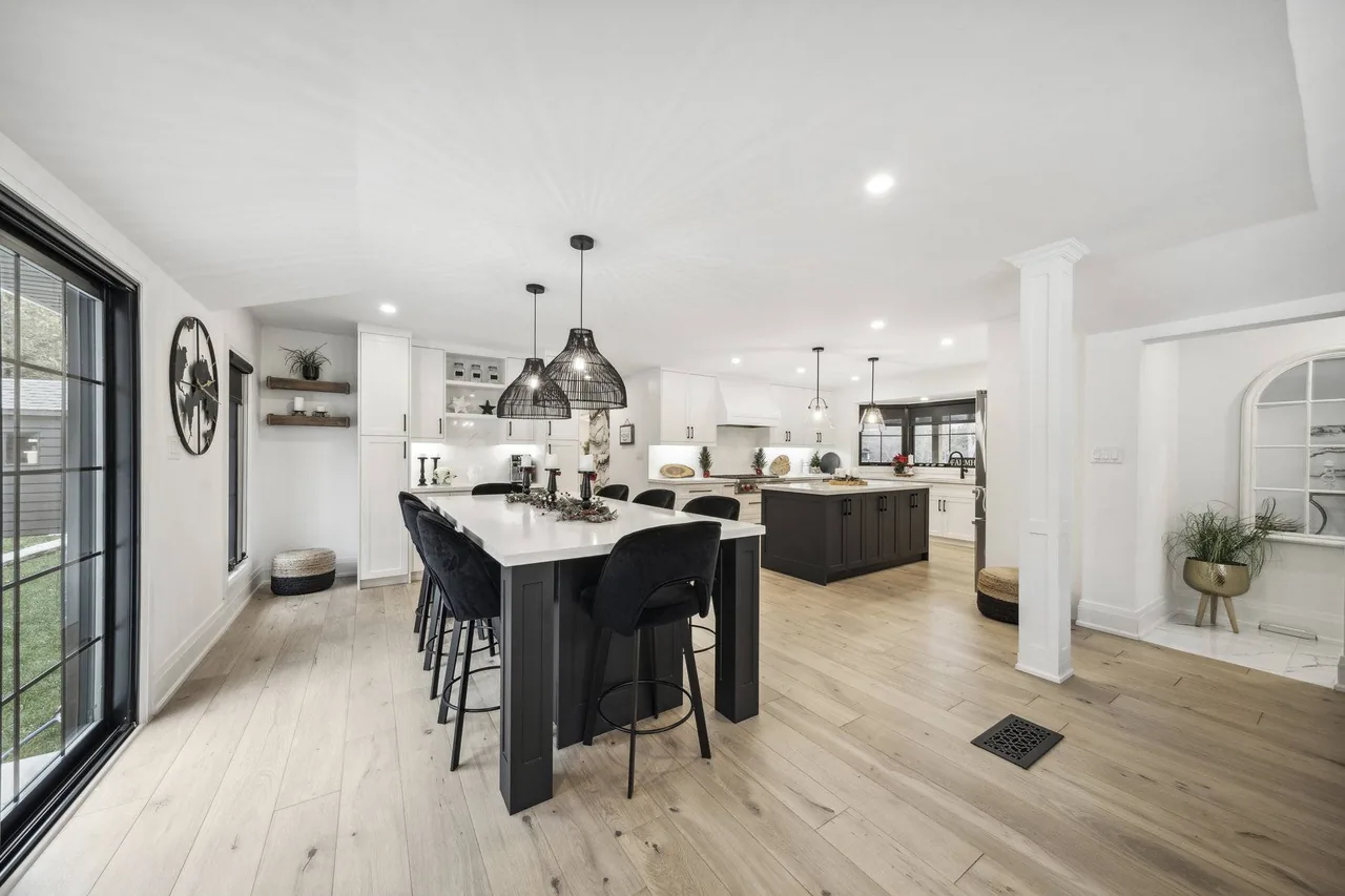 Professionally photographed open concept kitchen in a Kingsway area Etobicoke home